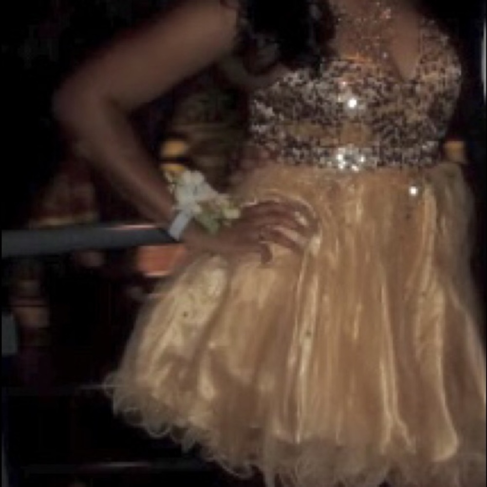 Gold sequined cocktail dress